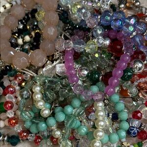 Tons of acrylic multicolor beaded bracelets! Over a pound